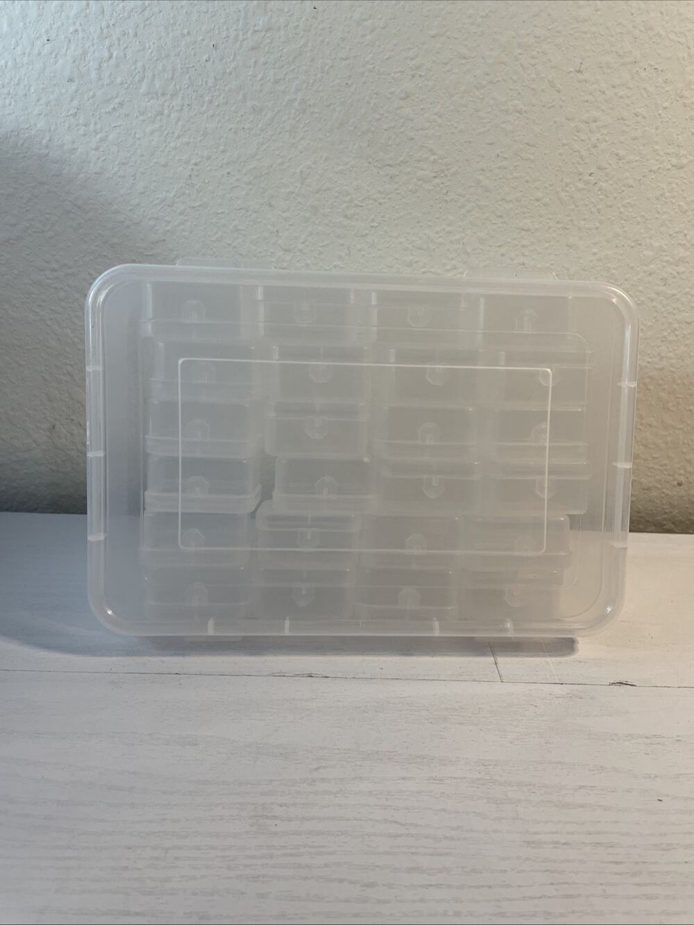 Blulu 24 Pcs Bead Organizer Plastic Small Bead Storage Box Clear Storage Case Cr